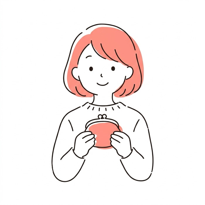 財布を手にほっとする女性