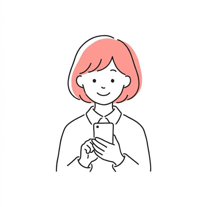スマホで質問に答える女性