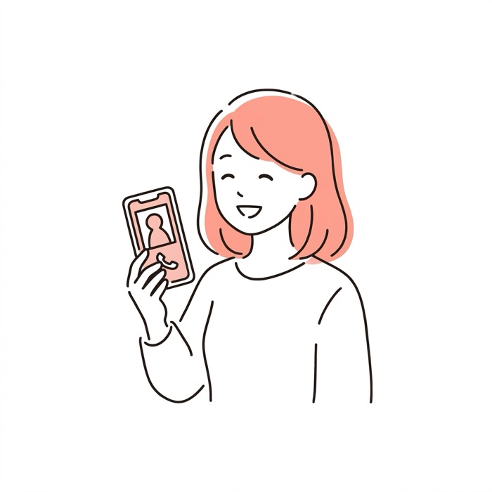 スマホでビデオ通話する女性